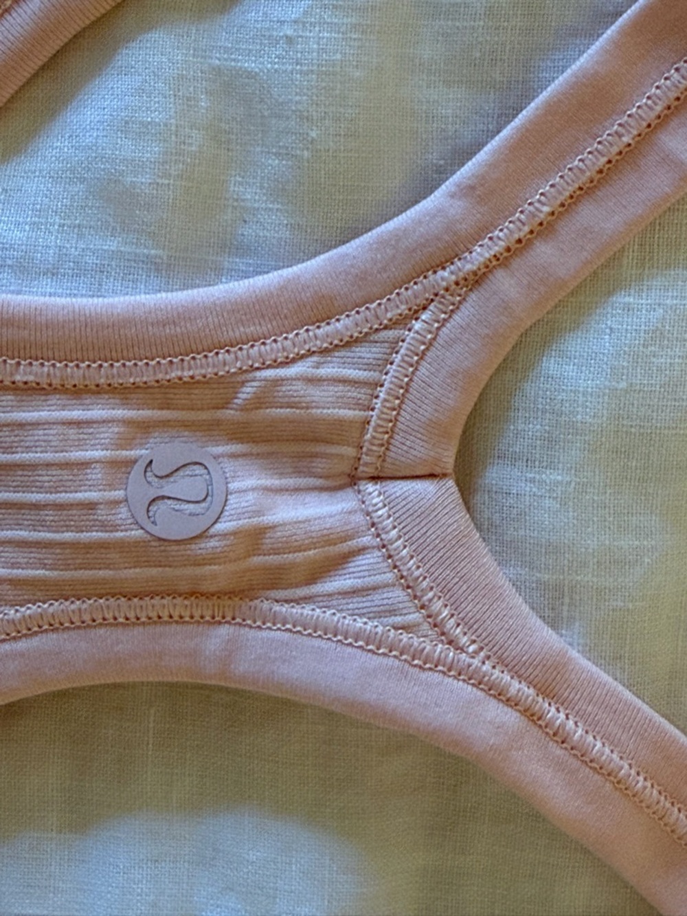 Lululemon Pink Ribbed Tank Top with Sports Bra (Peach Tone)